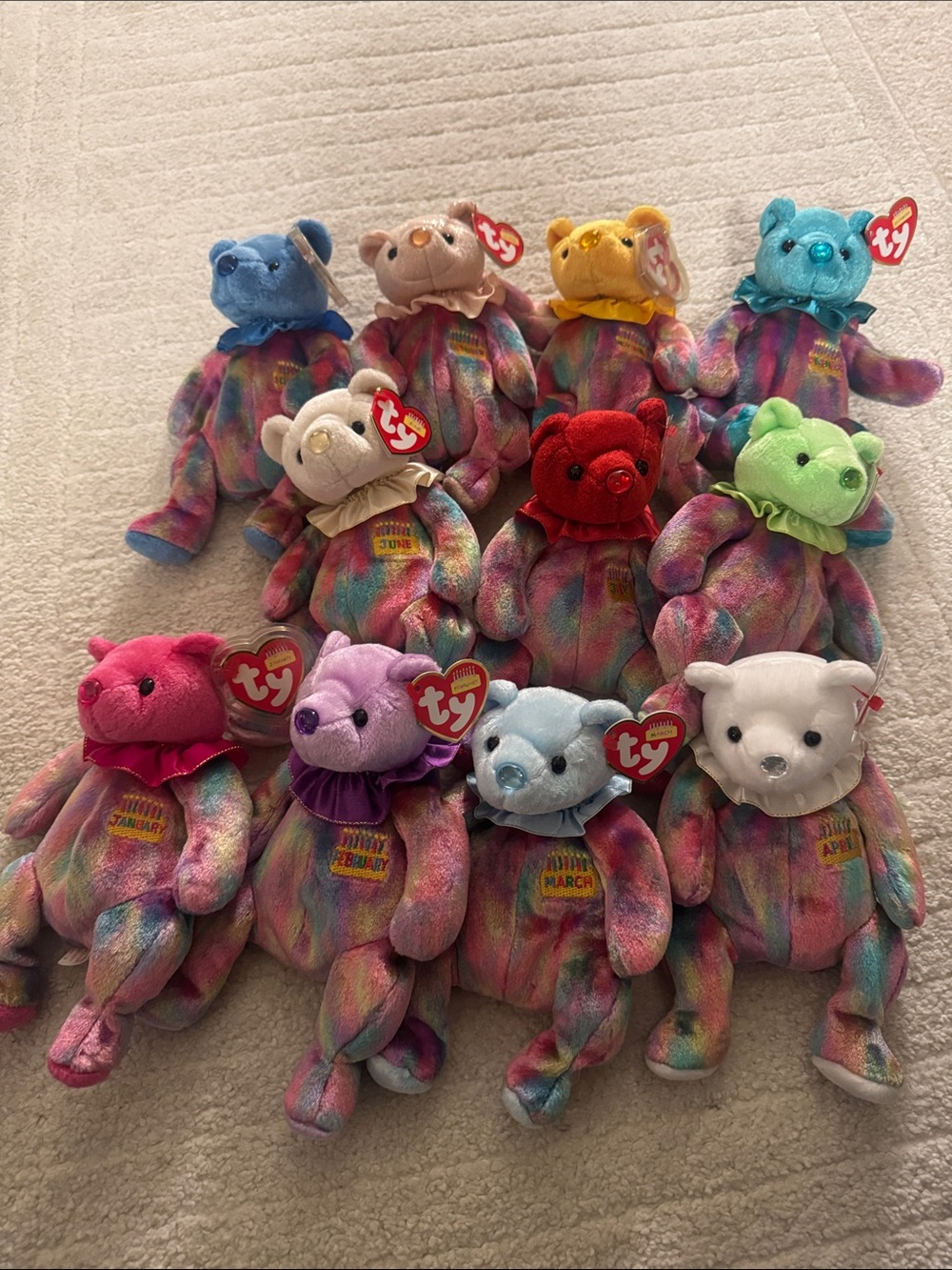 Ty Multicolor Pastel Birthday Bears - Assorted
